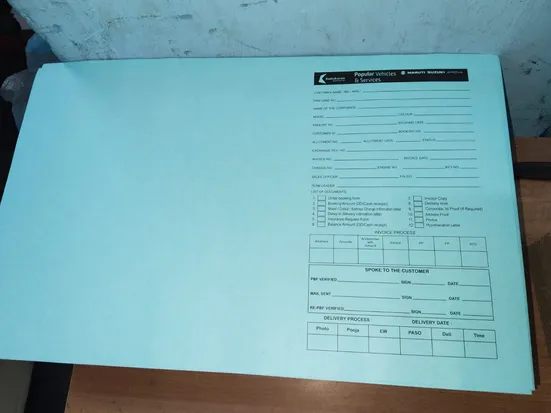 Printing vehicle service card